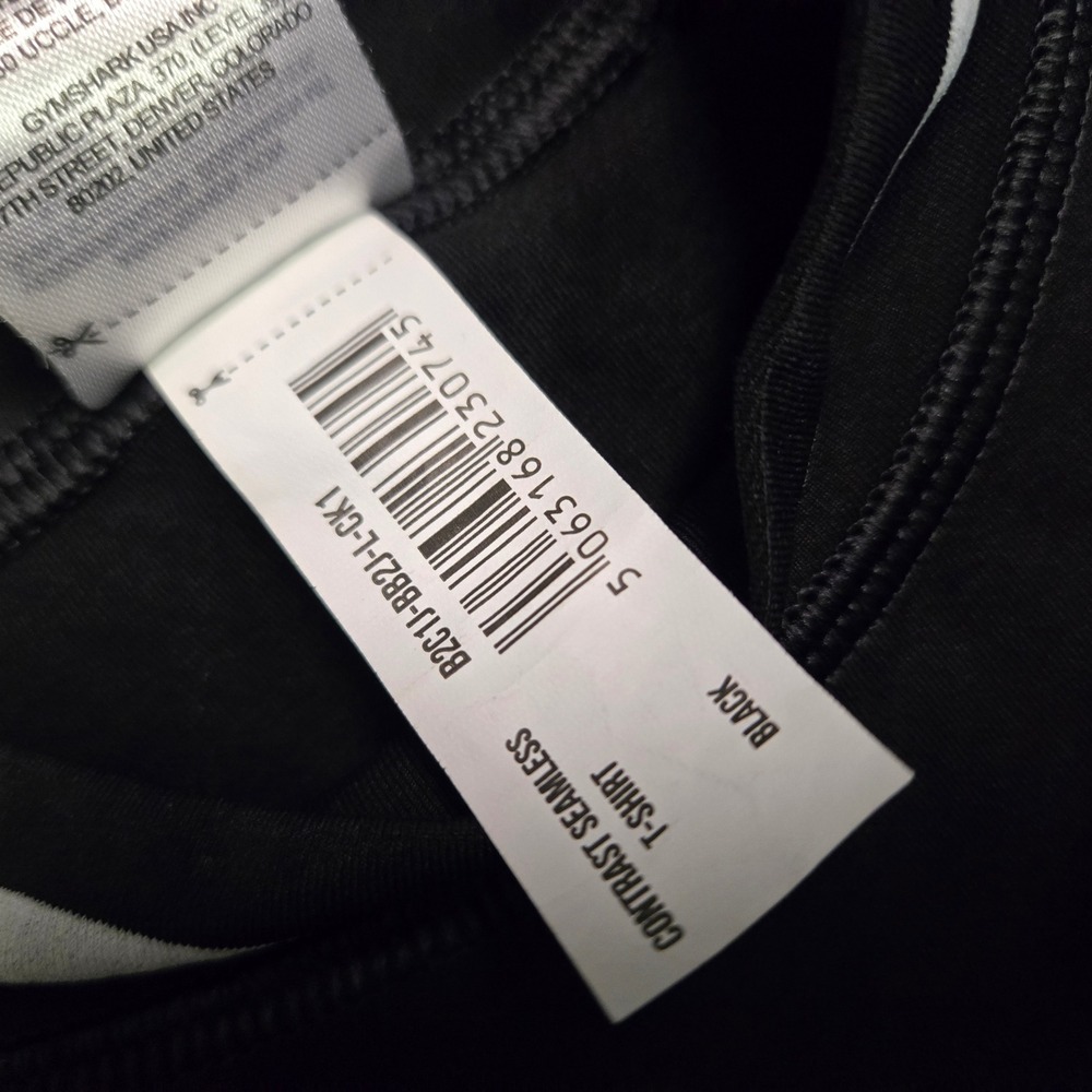 Gymshark Contrast Seamless Midi T-Shirt Womens Large Black White Mock Neck - Picture 8 of 9